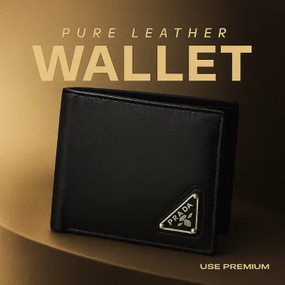 PRADA- BIFOLD MENS LEATHER WALLET- BLACK